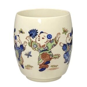 Chinese Porcelain Karako Children Playing Tea Cup Hand Painted Ceramic Yunomi